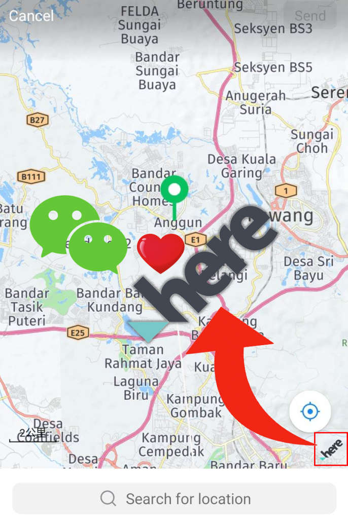 wechat map using here map service